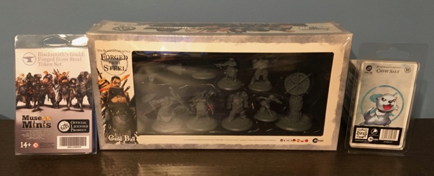 Guild Ball Blacksmith Guild, tokens, and Chibi Salt for Fisherman's Guild